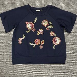 Charlotte by Cato Navy Kids Tee with Floral Accents
